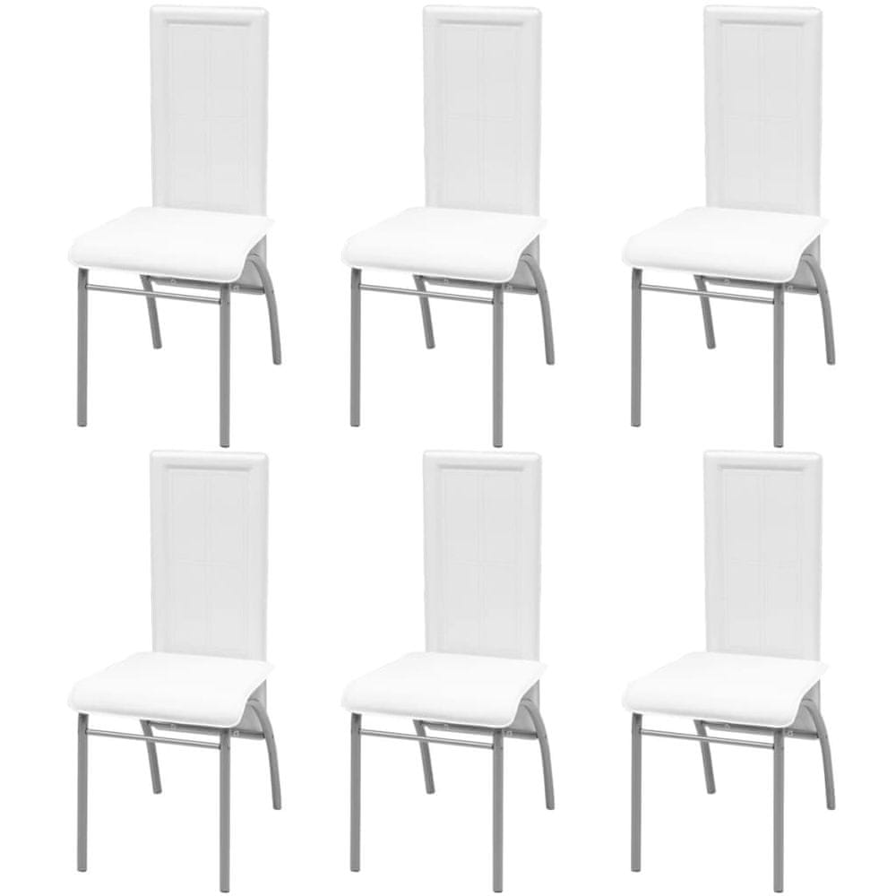 Vidaxl Jedálenské stoličky 6 ks, biele, umelá koža